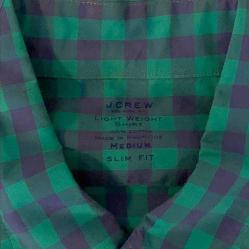 J Crew Slim button down. Green. Med. Like new